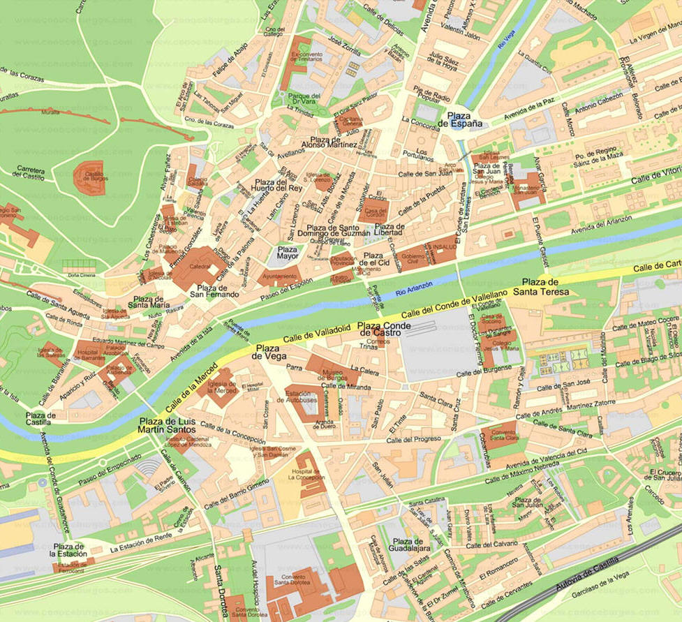 Mappa di Burgos in Spagna