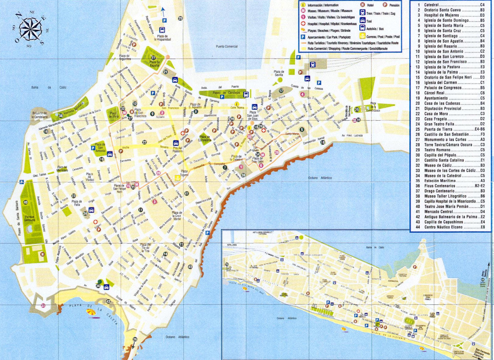 Mappa Cadice - Cartina di Cadice in Spagna