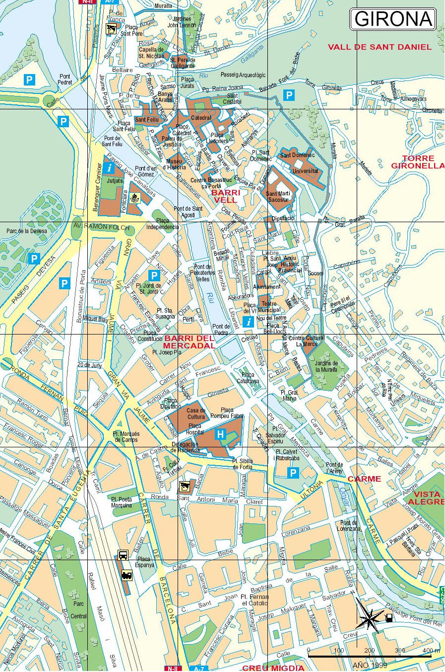 Mappa di Girona in Spagna