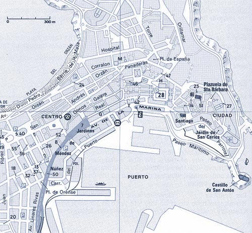 Mappa di La Coru�a in Spagna