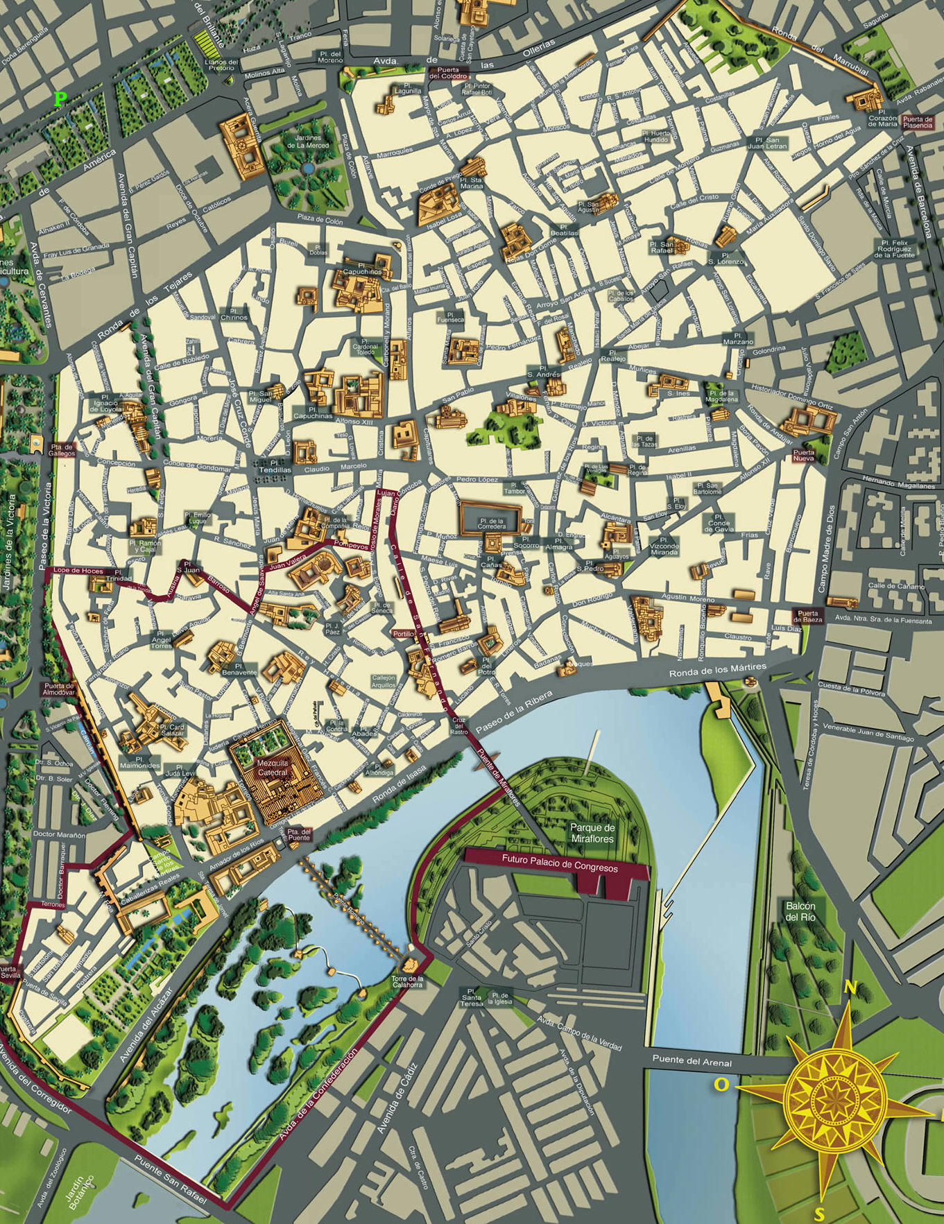 Mappa Cordova - Cartina di Cordova in Spagna